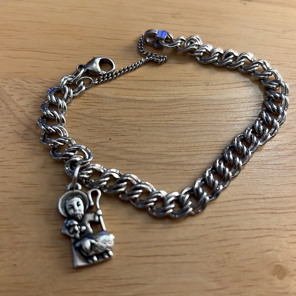 James Avery Medium Double Curb Chain with The Good Shepard Charm.